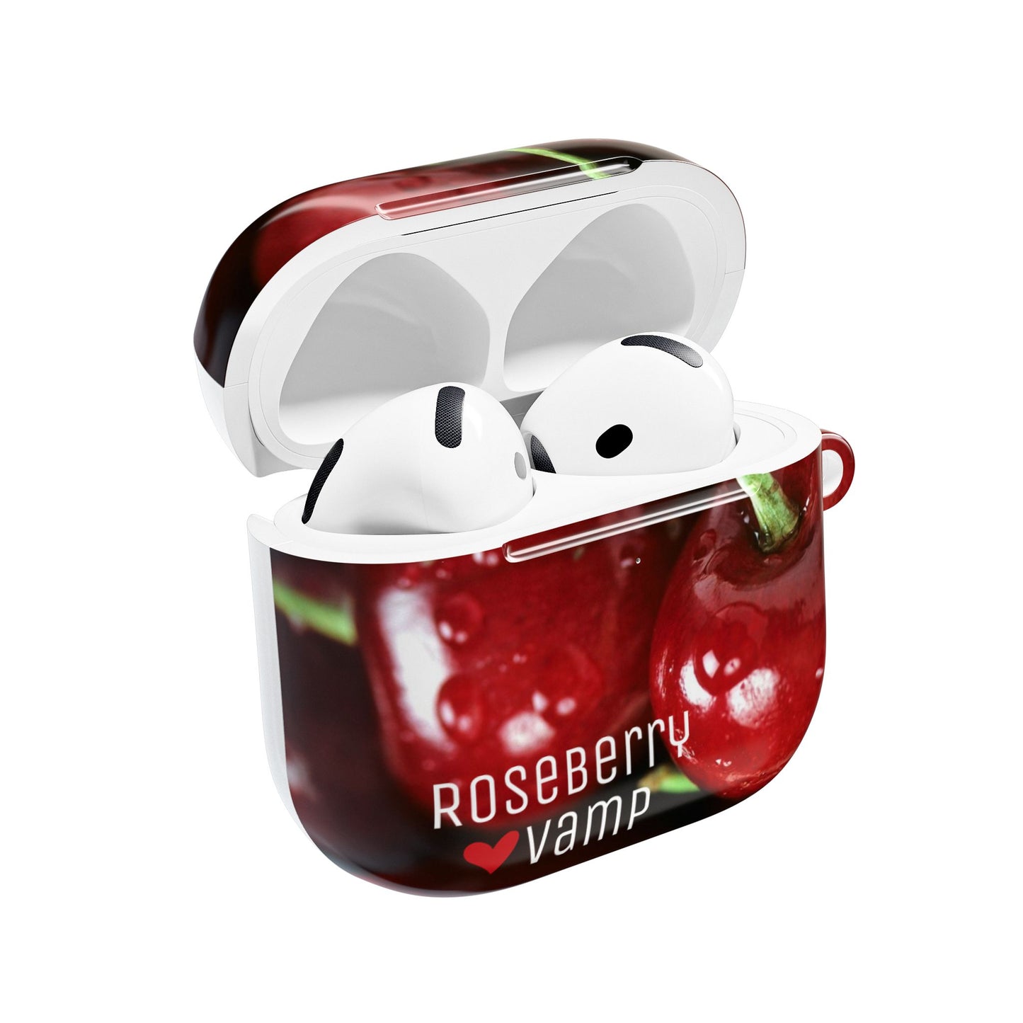 Cherry Roseberry Vamp AirPods Case — Glossy Red Cherry Protective Case with Heart Logo